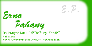 erno pahany business card